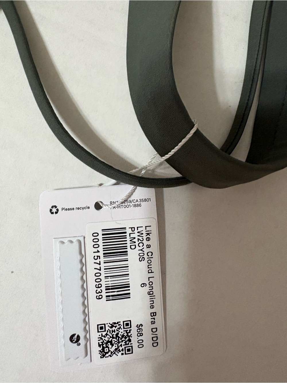 NWT lululemon like a cloud bra palm Deco dark green sz 6 longline $68 d/dd - Picture 5 of 5